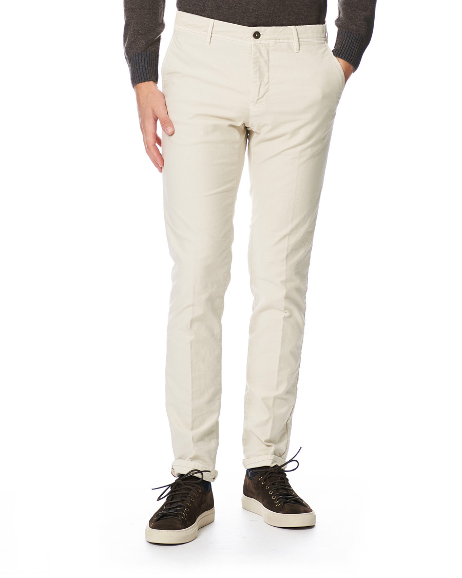 Herre | Bukser | Incotex | Slim Fit Garment Dyed Washed Slacks Off White
