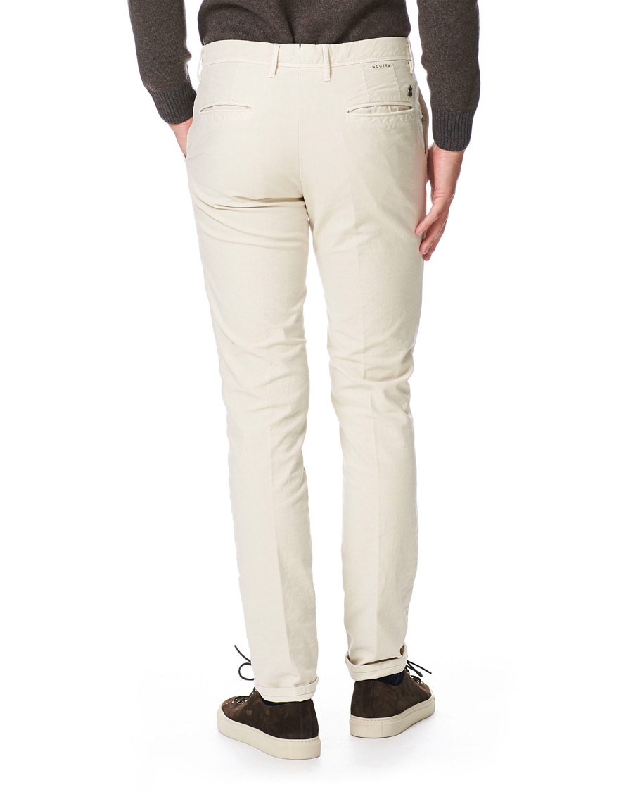 Herre | Bukser | Incotex | Slim Fit Garment Dyed Washed Slacks Off White