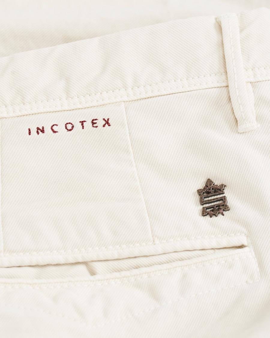 Herre | Bukser | Incotex | Slim Fit Garment Dyed Washed Slacks Off White