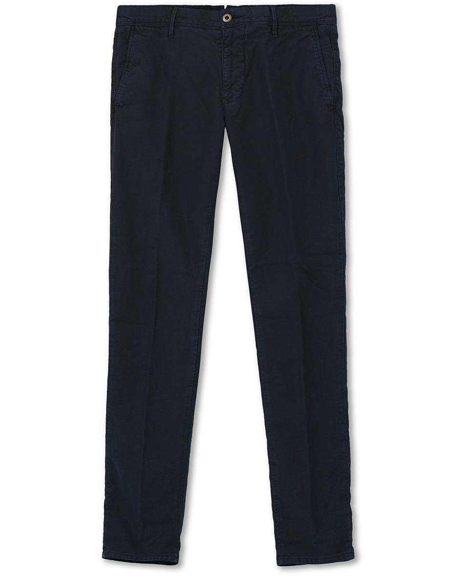 Herre | Bukser | Incotex | Slim Fit Garment Dyed Washed Slacks Navy