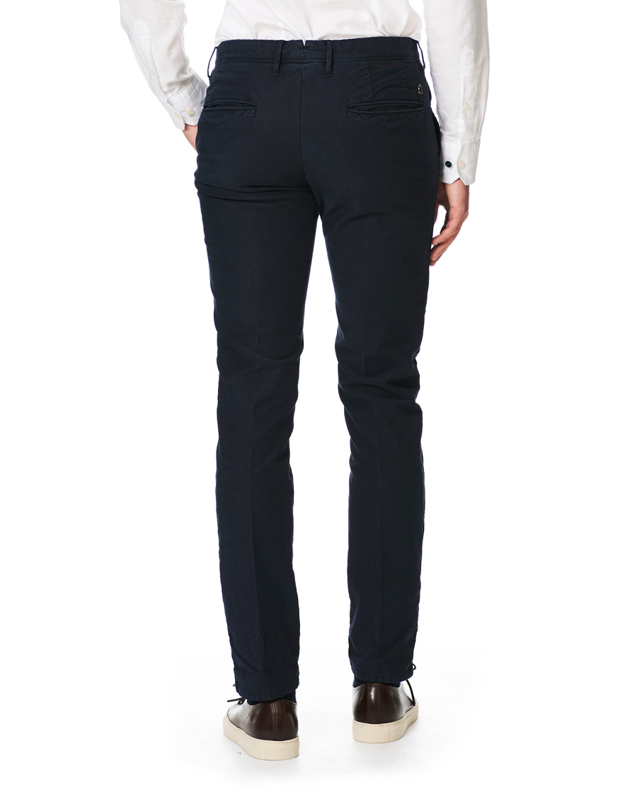 Herre | Bukser | Incotex | Slim Fit Garment Dyed Washed Slacks Navy