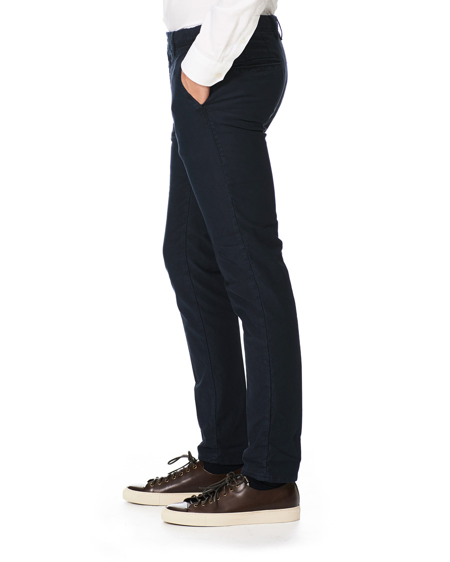 Herre | Bukser | Incotex | Slim Fit Garment Dyed Washed Slacks Navy