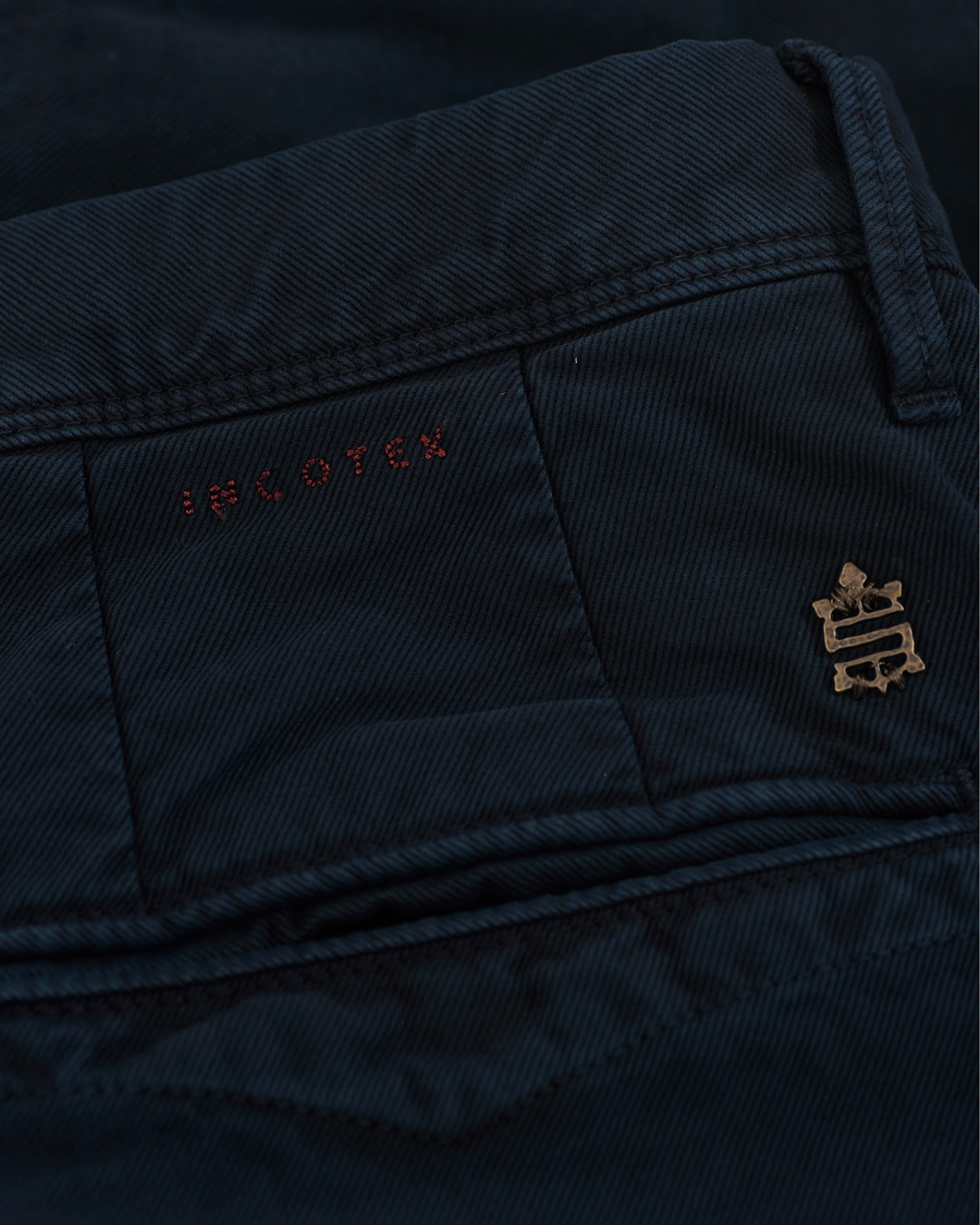 Herre | Bukser | Incotex | Slim Fit Garment Dyed Washed Slacks Navy