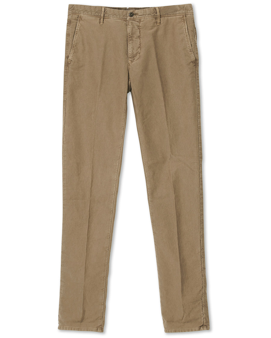 Herre | Bukser | Incotex | Slim Fit Garment Dyed Washed Slacks Beige