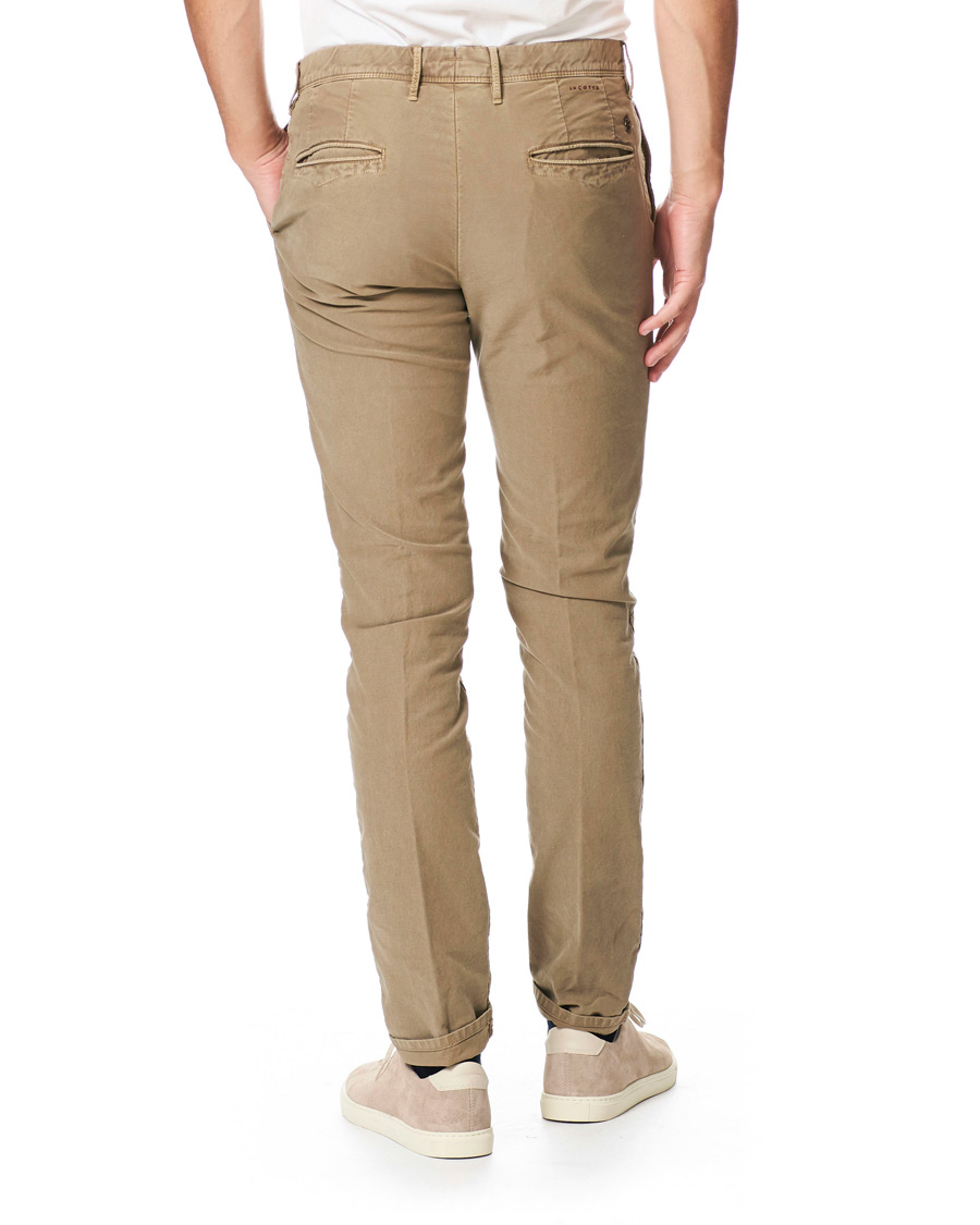 Herre | Bukser | Incotex | Slim Fit Garment Dyed Washed Slacks Beige