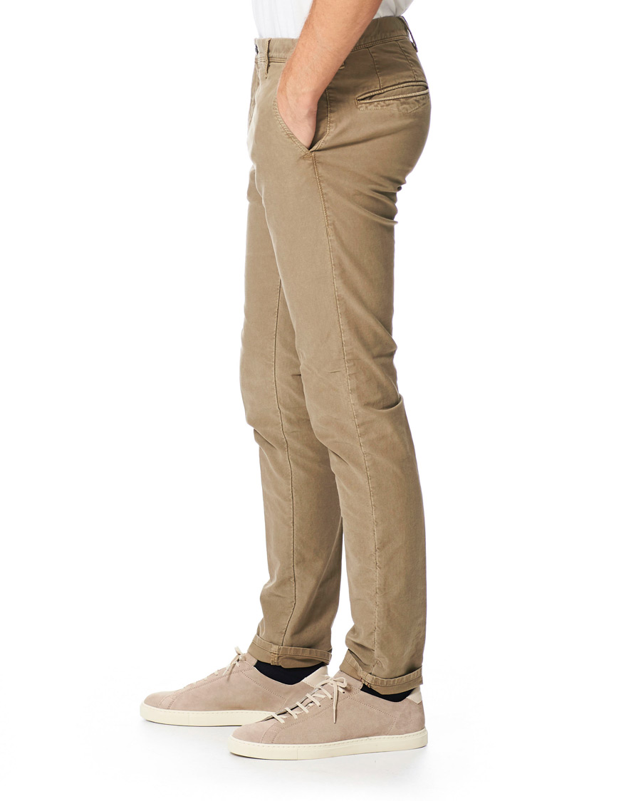 Herre | Bukser | Incotex | Slim Fit Garment Dyed Washed Slacks Beige