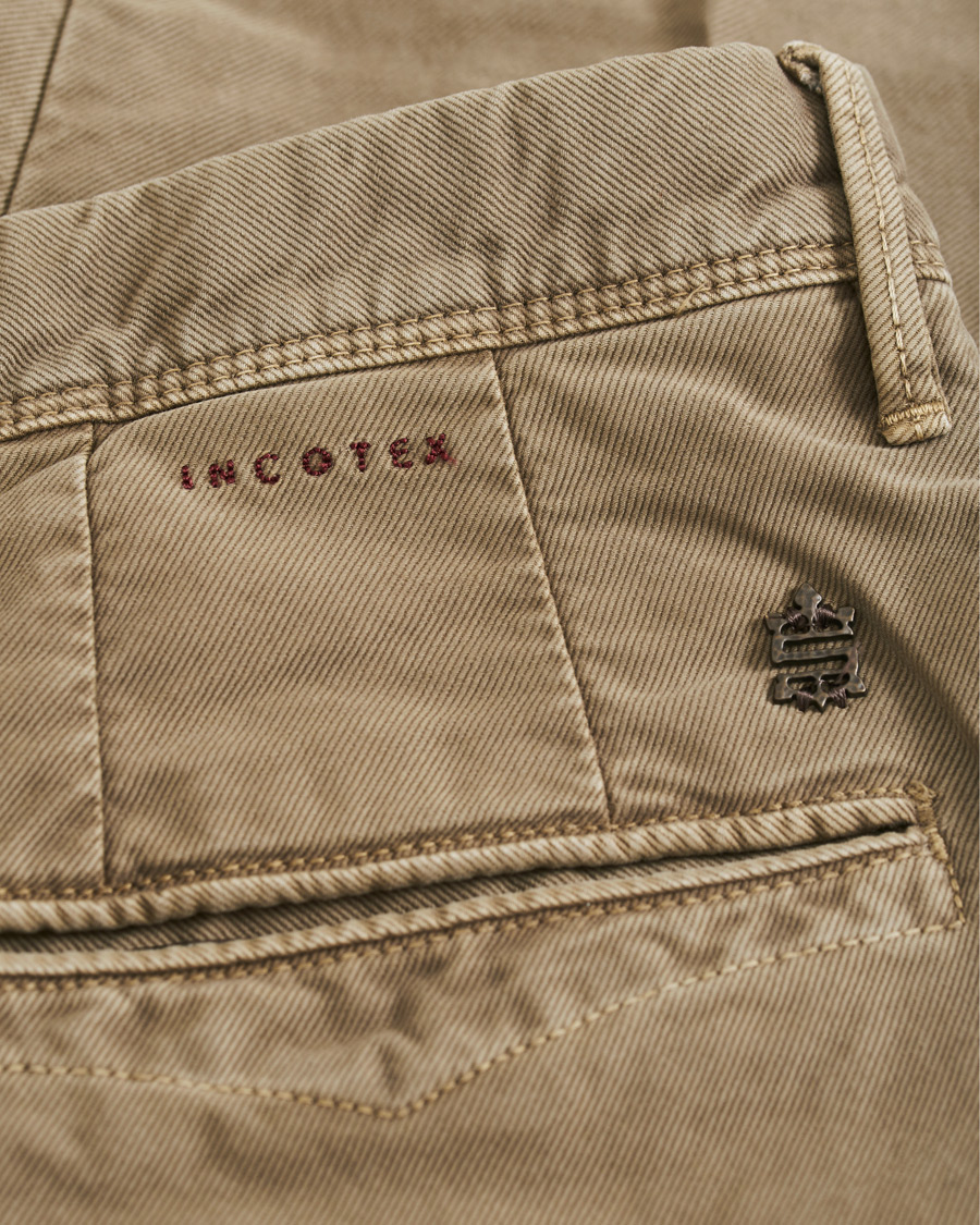 Herre | Bukser | Incotex | Slim Fit Garment Dyed Washed Slacks Beige