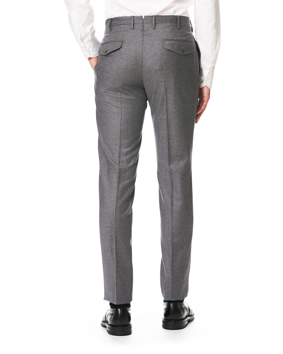 Herre | Bukser | Incotex | Slim Fit Pleated Flannel Trousers Grey Melange