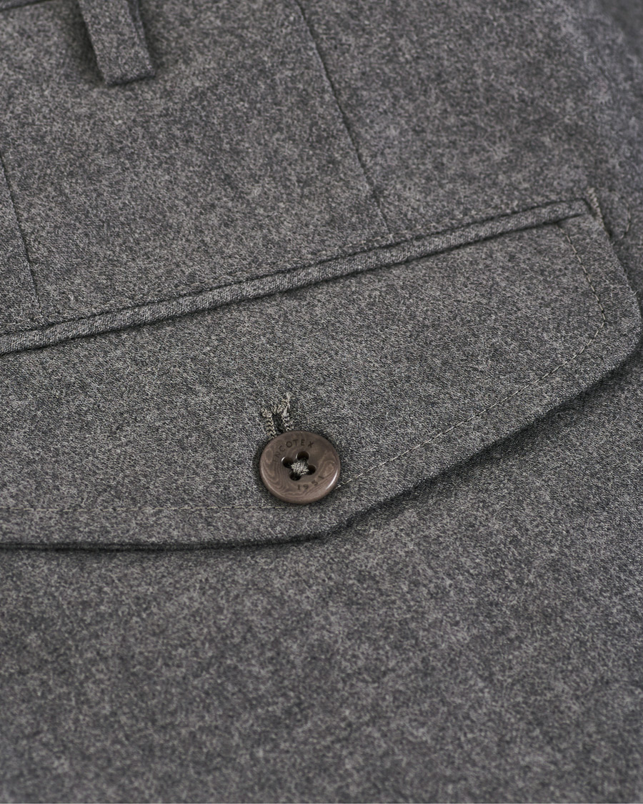 Herre | Bukser | Incotex | Slim Fit Pleated Flannel Trousers Grey Melange