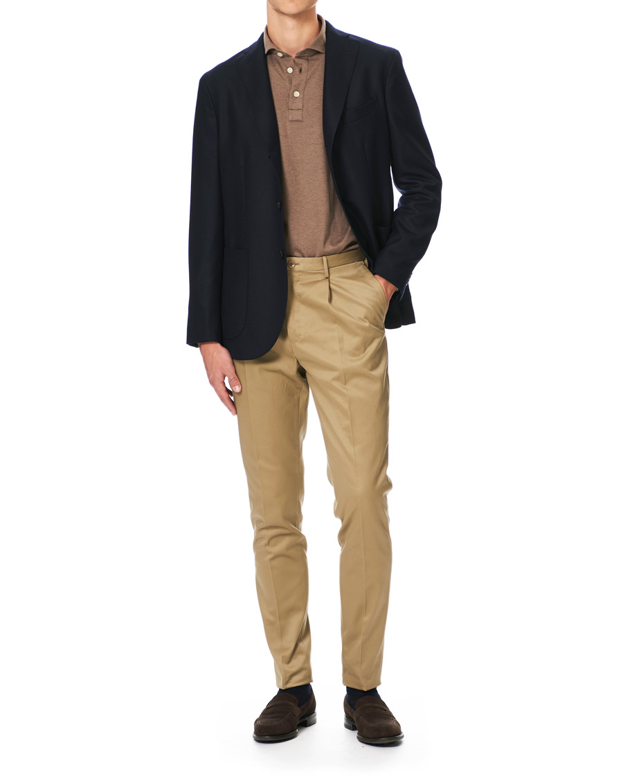 Herre | Bukser | Incotex | Slim Pleated Cotton Chinos Khaki