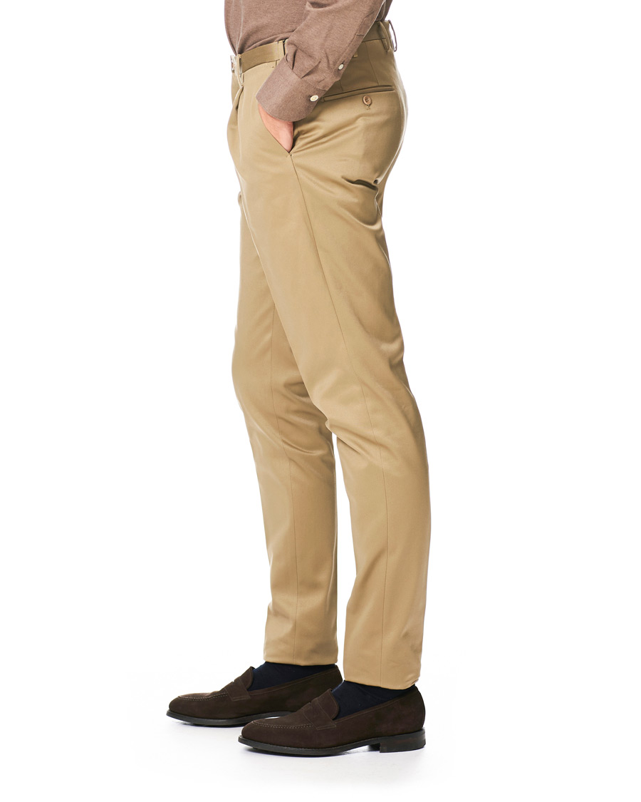 Herre | Bukser | Incotex | Slim Pleated Cotton Chinos Khaki