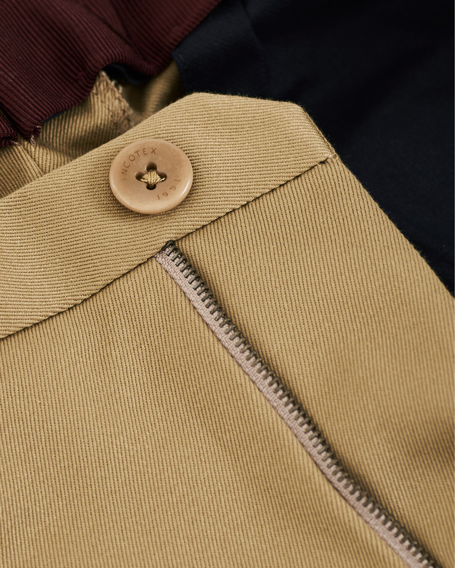 Herre | Bukser | Incotex | Slim Pleated Cotton Chinos Khaki