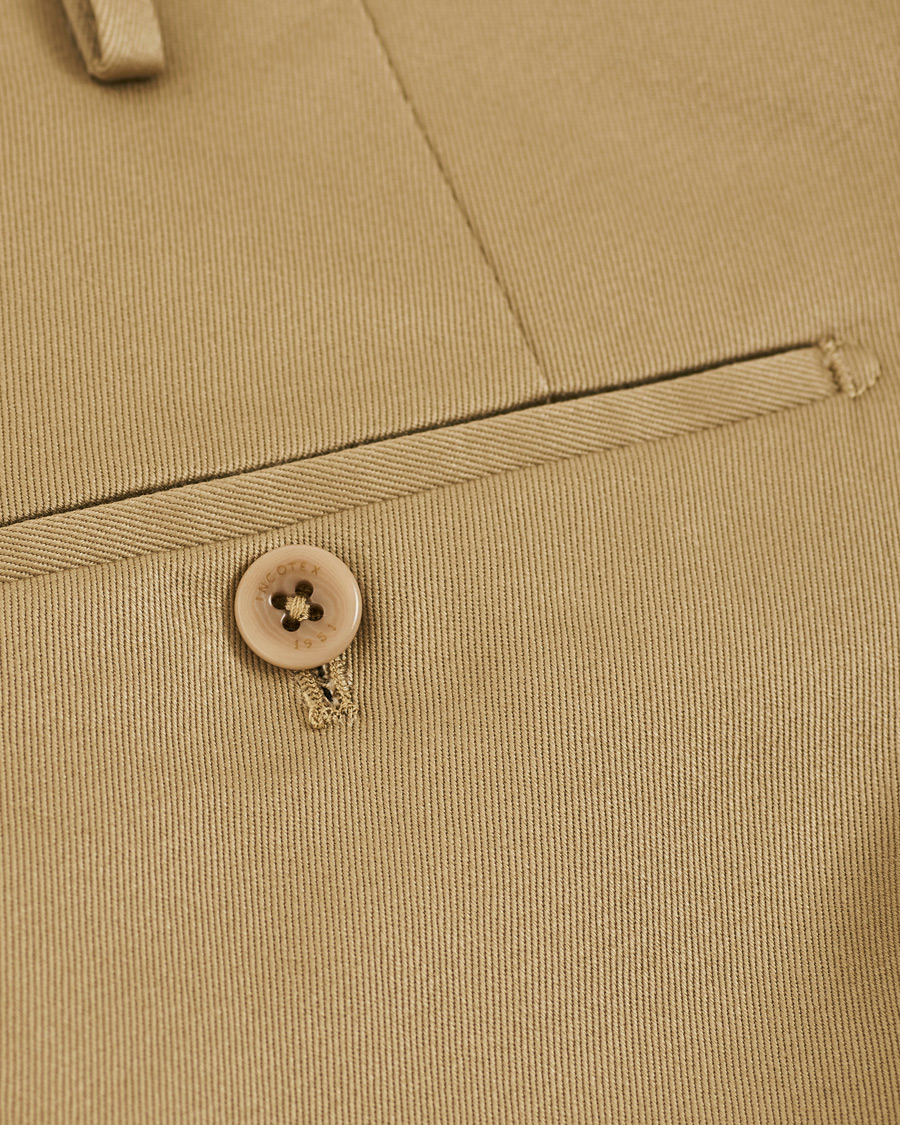 Herre | Bukser | Incotex | Slim Pleated Cotton Chinos Khaki
