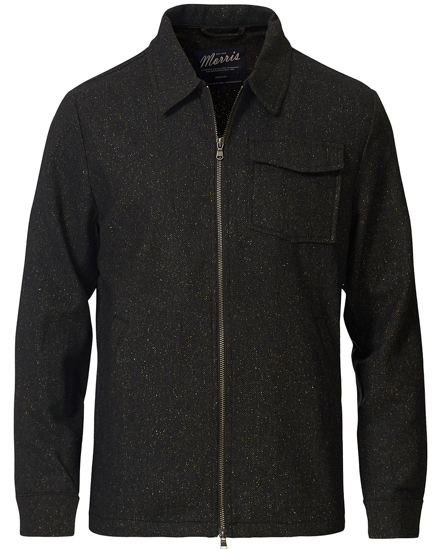 Herre | Skjorter | Morris | Dulwich Donegal Full Zip Overshirt Dark Brown