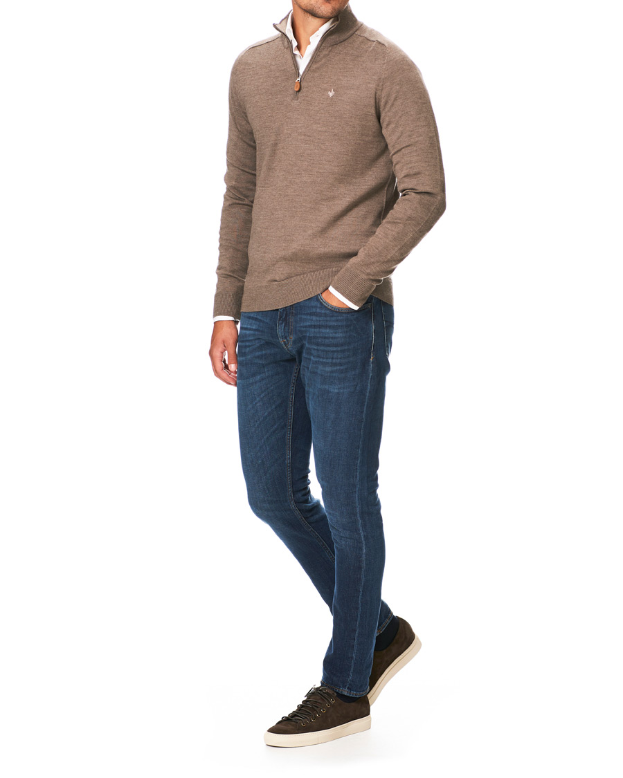 Herre | Gensere | Morris | John Merino Half Zip Light Brown