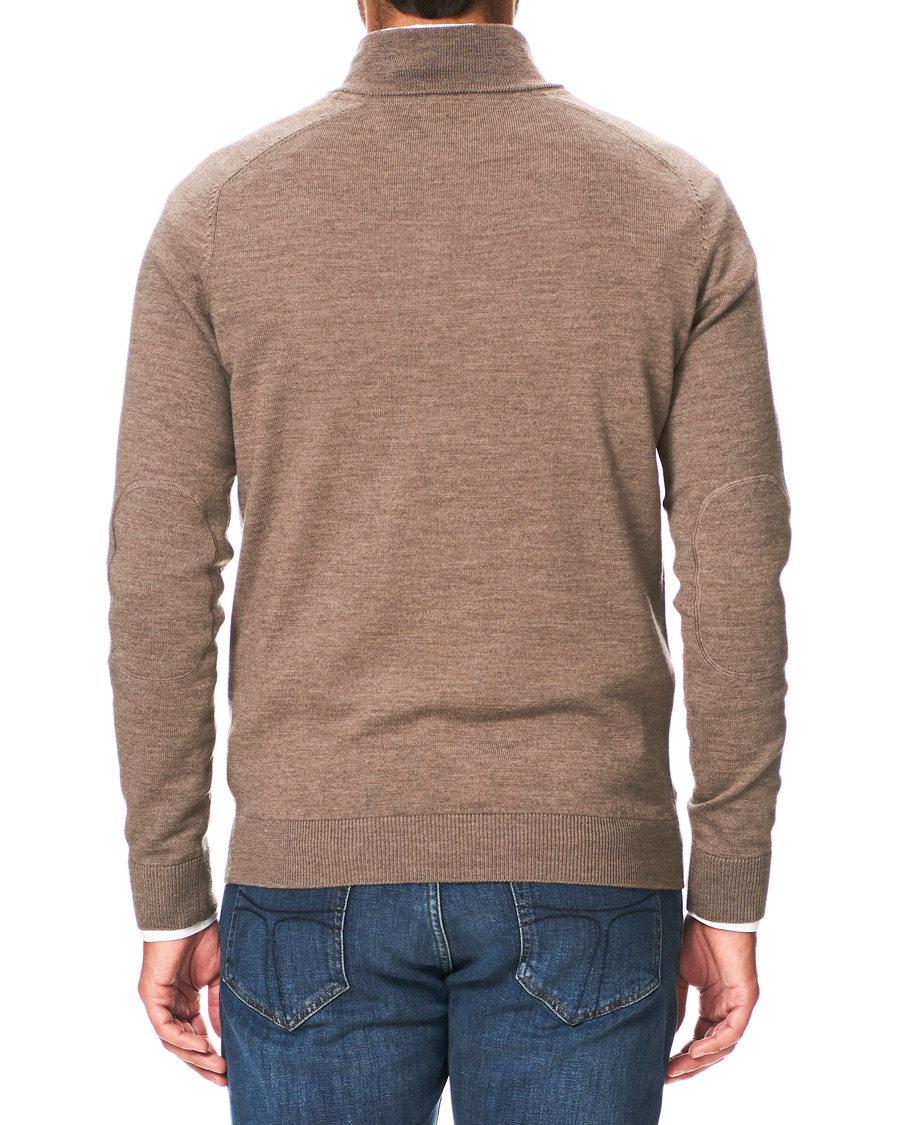 Herre | Gensere | Morris | John Merino Half Zip Light Brown