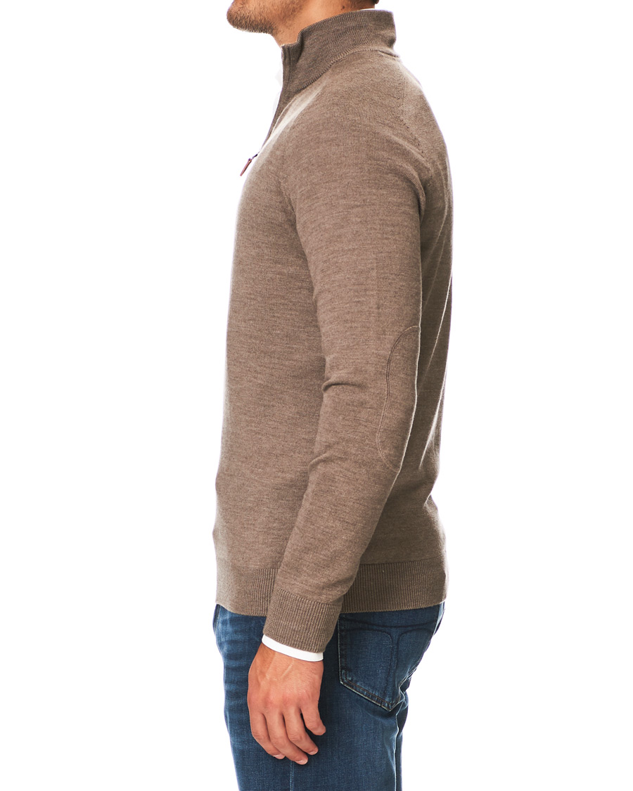 Herre | Gensere | Morris | John Merino Half Zip Light Brown