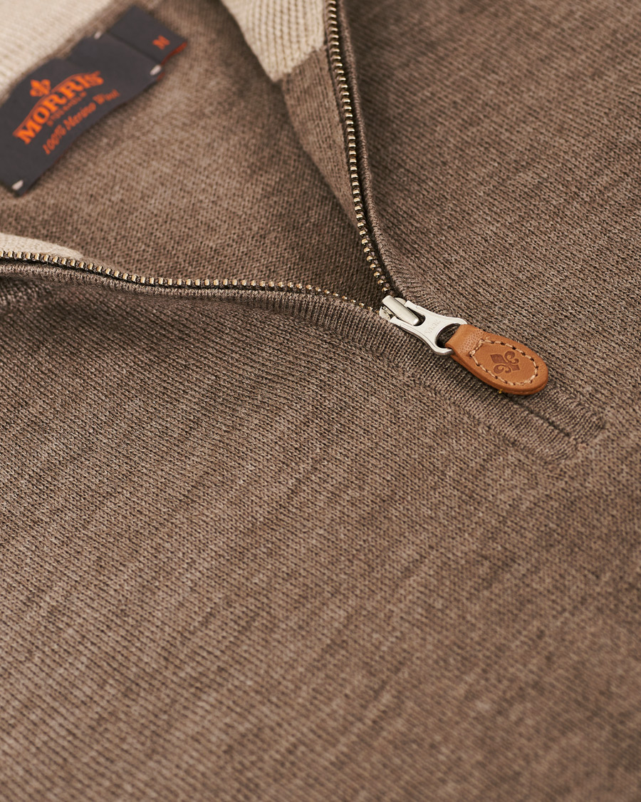 Herre | Gensere | Morris | John Merino Half Zip Light Brown