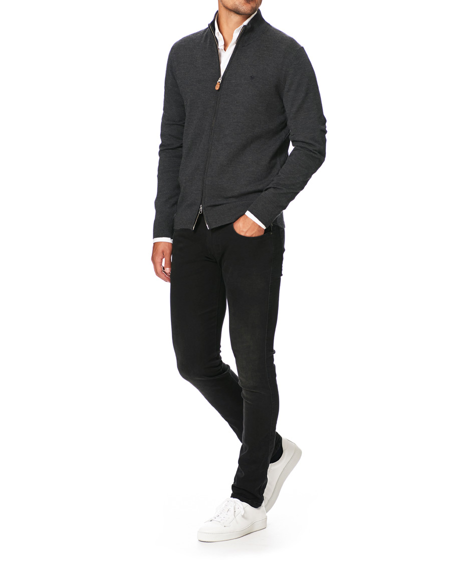 Herre | Gensere | Morris | Merino Full Zip Dark Grey