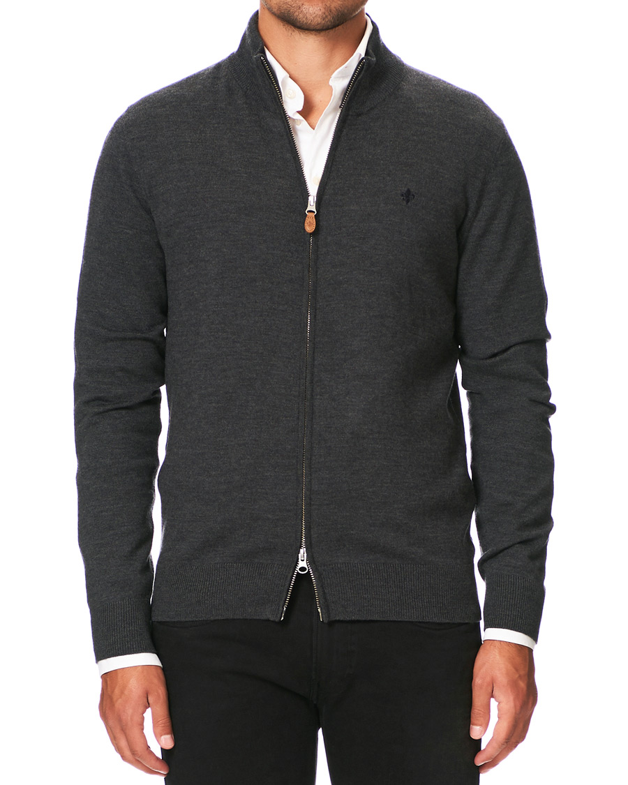 Herre | Gensere | Morris | Merino Full Zip Dark Grey