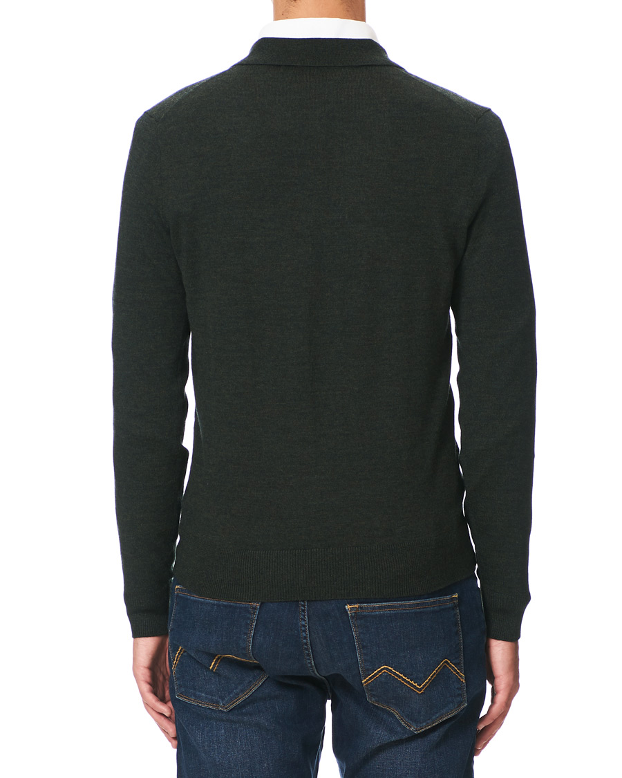 Herre | Gensere | Morris | Merino Knitted Polo Dark Green