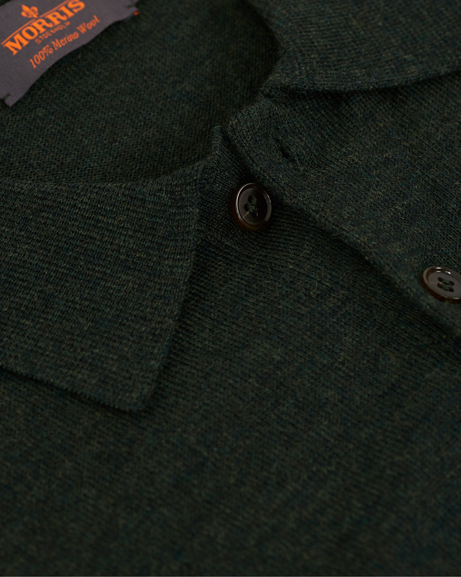 Herre | Gensere | Morris | Merino Knitted Polo Dark Green