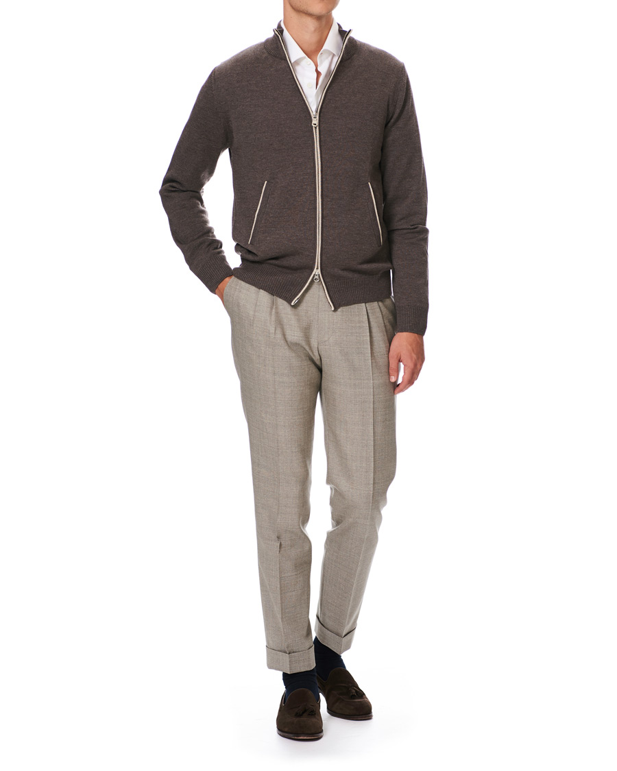 Herre | Gensere | Morris Heritage | Heritage 2 Way Zip Cardigan Brown