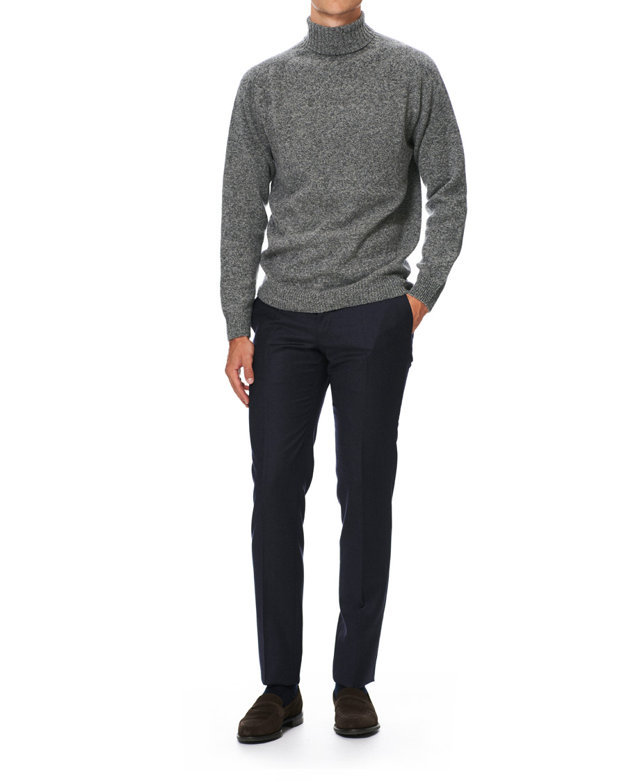 Herre | Gensere | Sunspel | Roll Neck Wool Sweater Mid Grey Melange