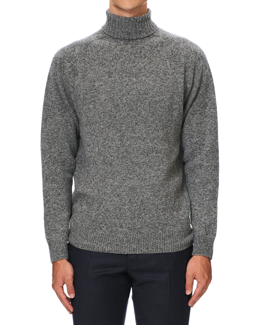 Herre | Gensere | Sunspel | Roll Neck Wool Sweater Mid Grey Melange