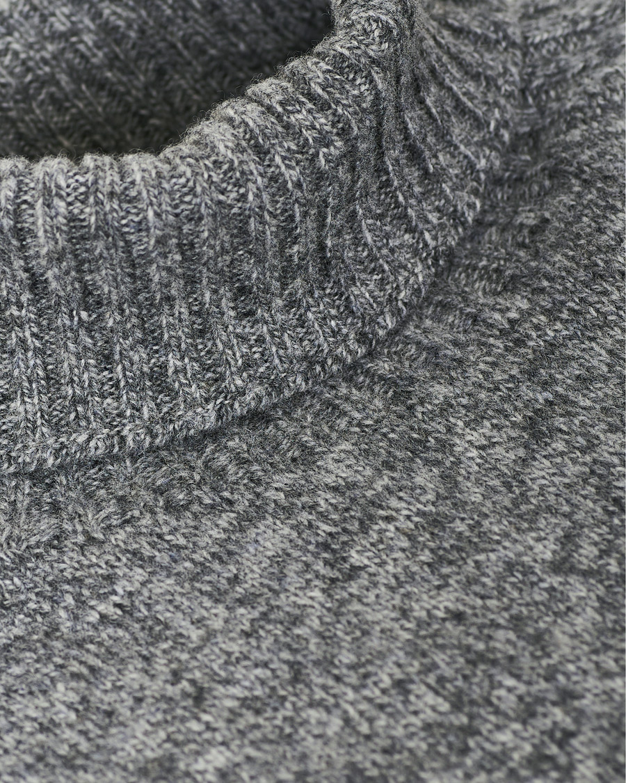 Herre | Gensere | Sunspel | Roll Neck Wool Sweater Mid Grey Melange