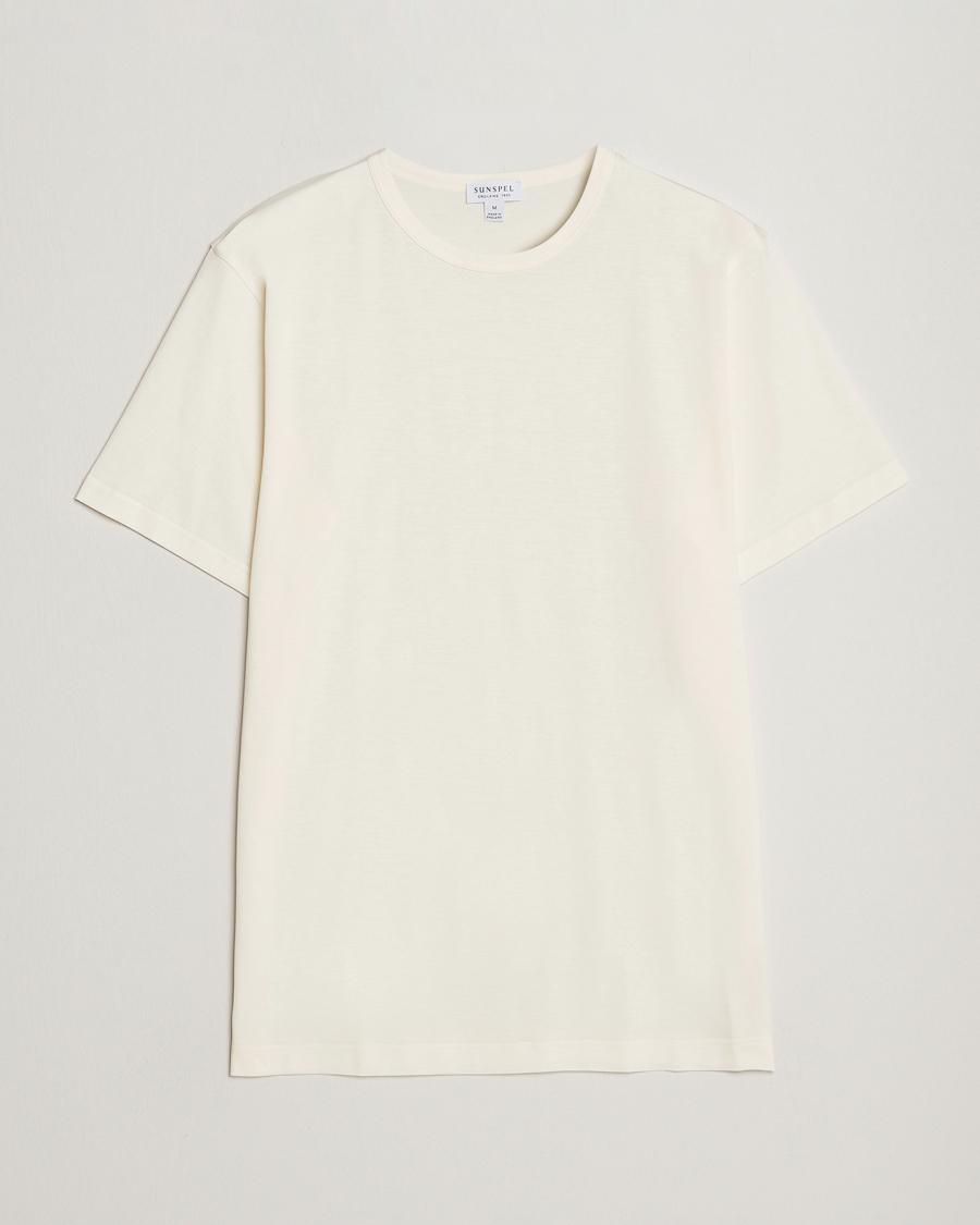 Herre | T-Shirts | Sunspel | Crew Neck Cotton Tee Archive White