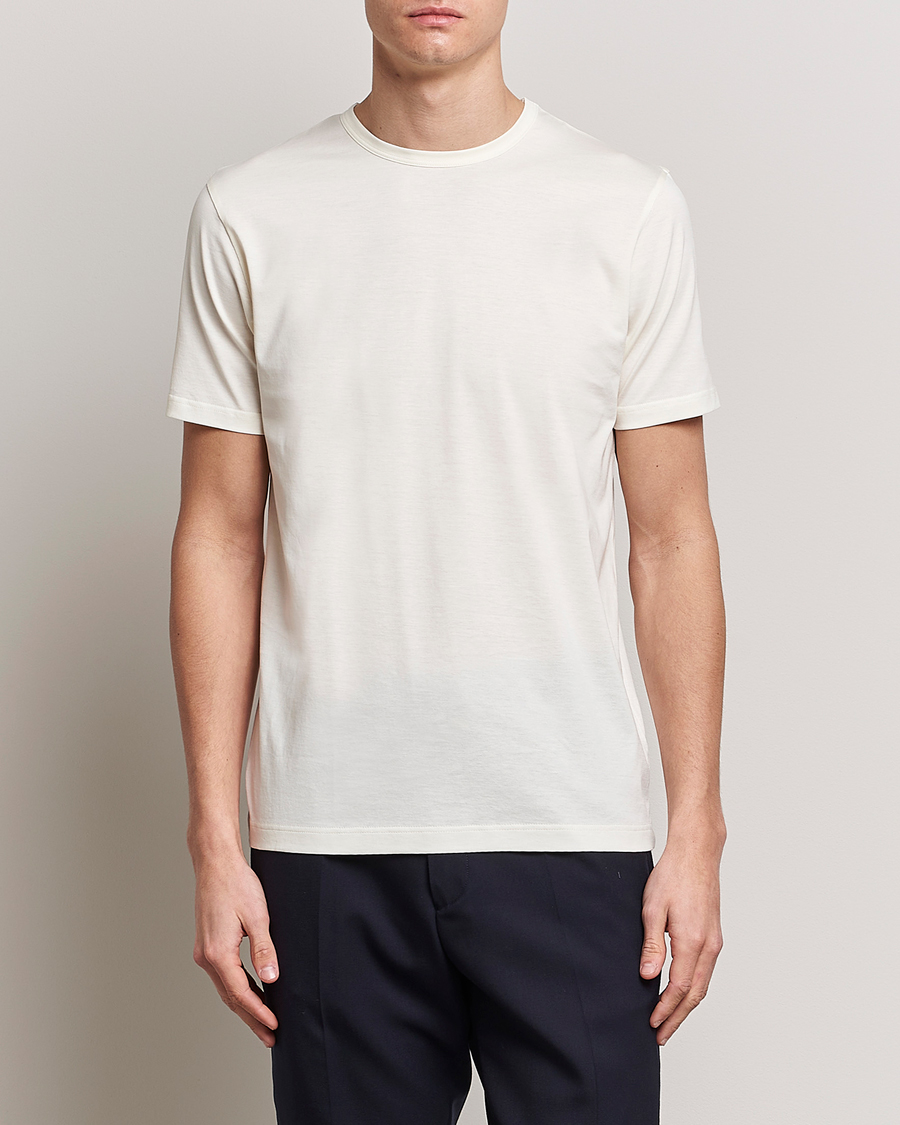 Herre | Kortermede t-shirts | Sunspel | Crew Neck Cotton Tee Archive White