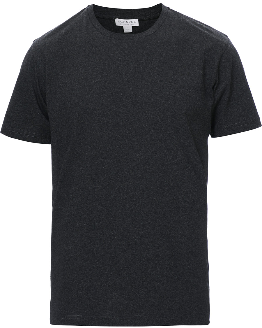 Herre | T-Shirts | Sunspel | Riviera Organic Tee Charcoal Melange