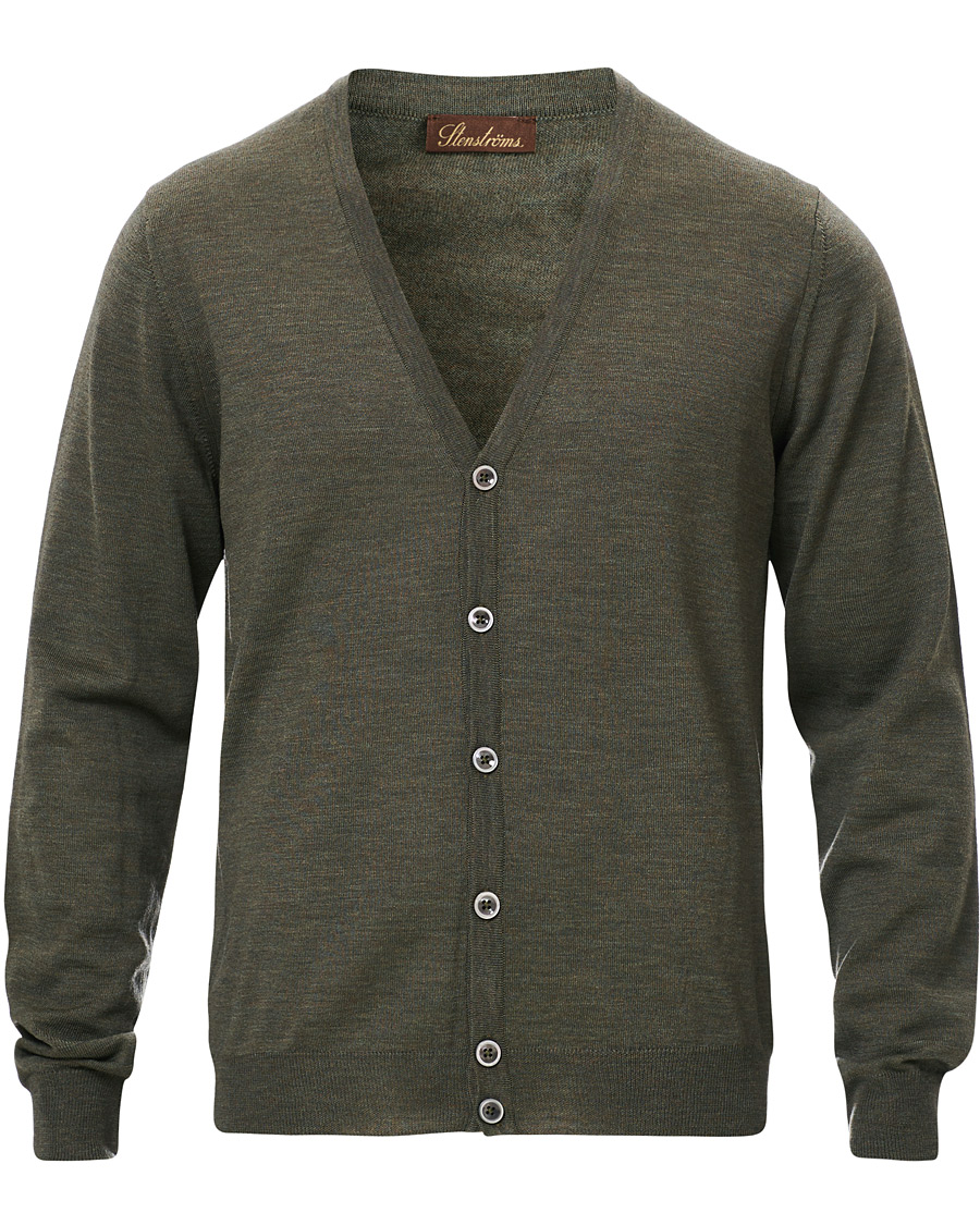 Herre | Gensere | Stenströms | Merino Zegna Knitted Cardigan Green