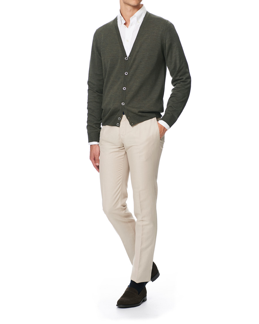 Herre | Gensere | Stenströms | Merino Zegna Knitted Cardigan Green