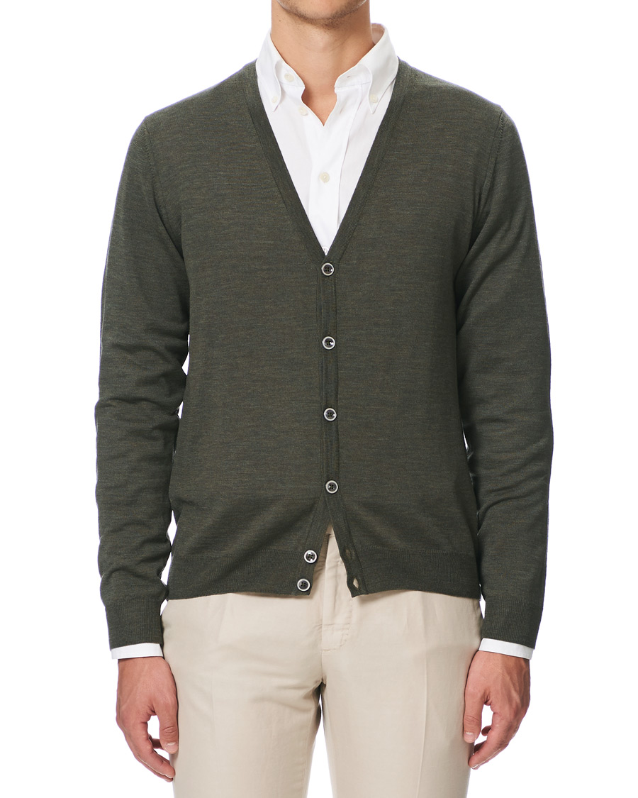 Herre | Gensere | Stenströms | Merino Zegna Knitted Cardigan Green
