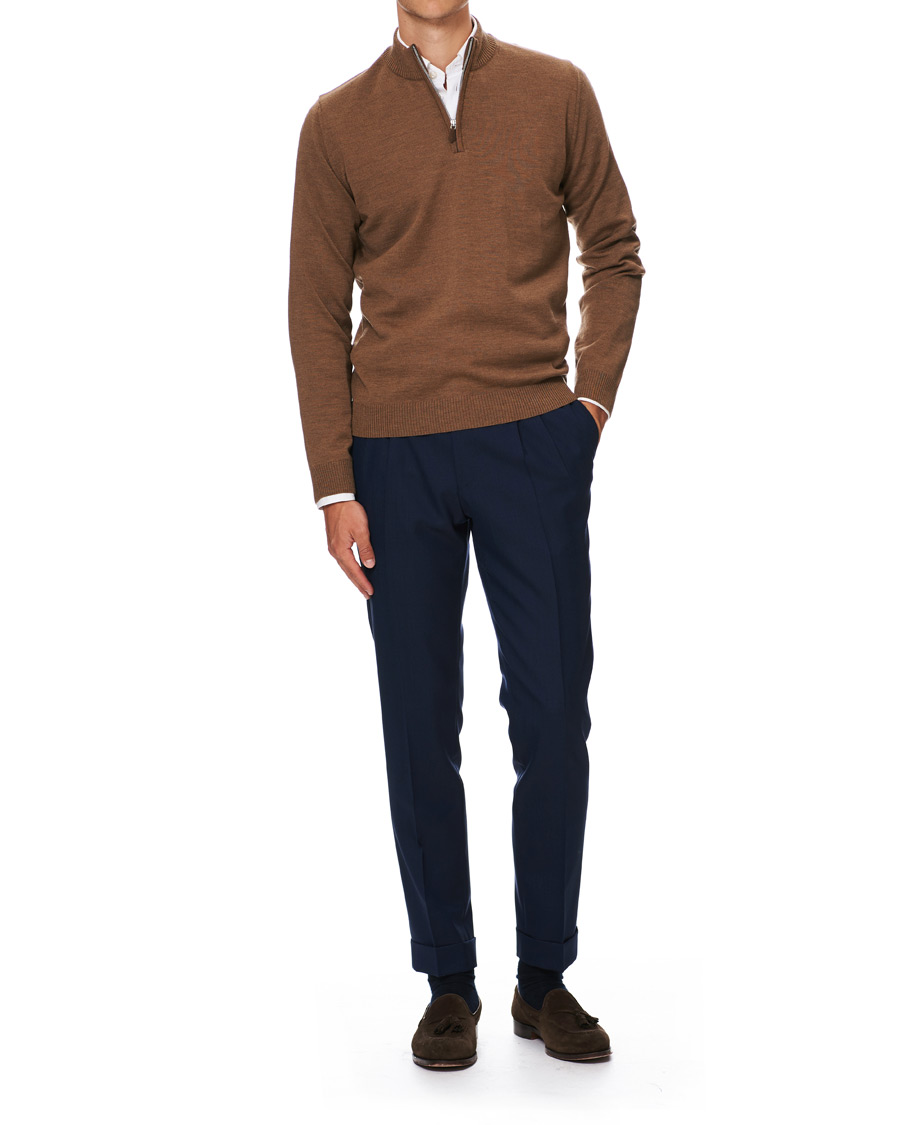 Herre | Gensere | Stenströms | Merino Half Zip Camel