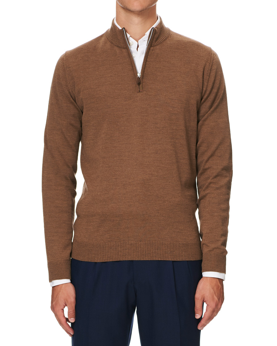 Herre | Gensere | Stenströms | Merino Half Zip Camel