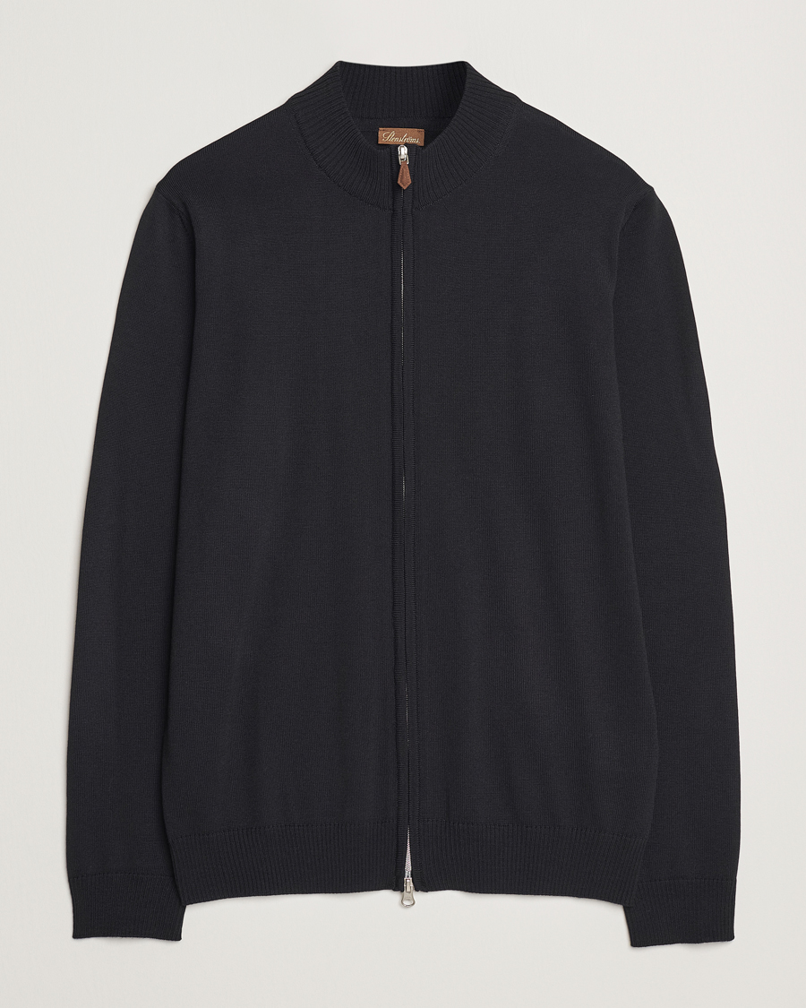 Herre | Gensere | Stenströms | Merino Full Zip Black