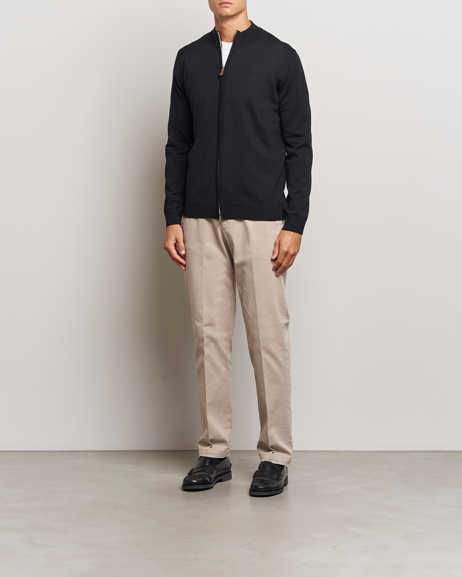 Herre | Gensere | Stenströms | Merino Full Zip Black