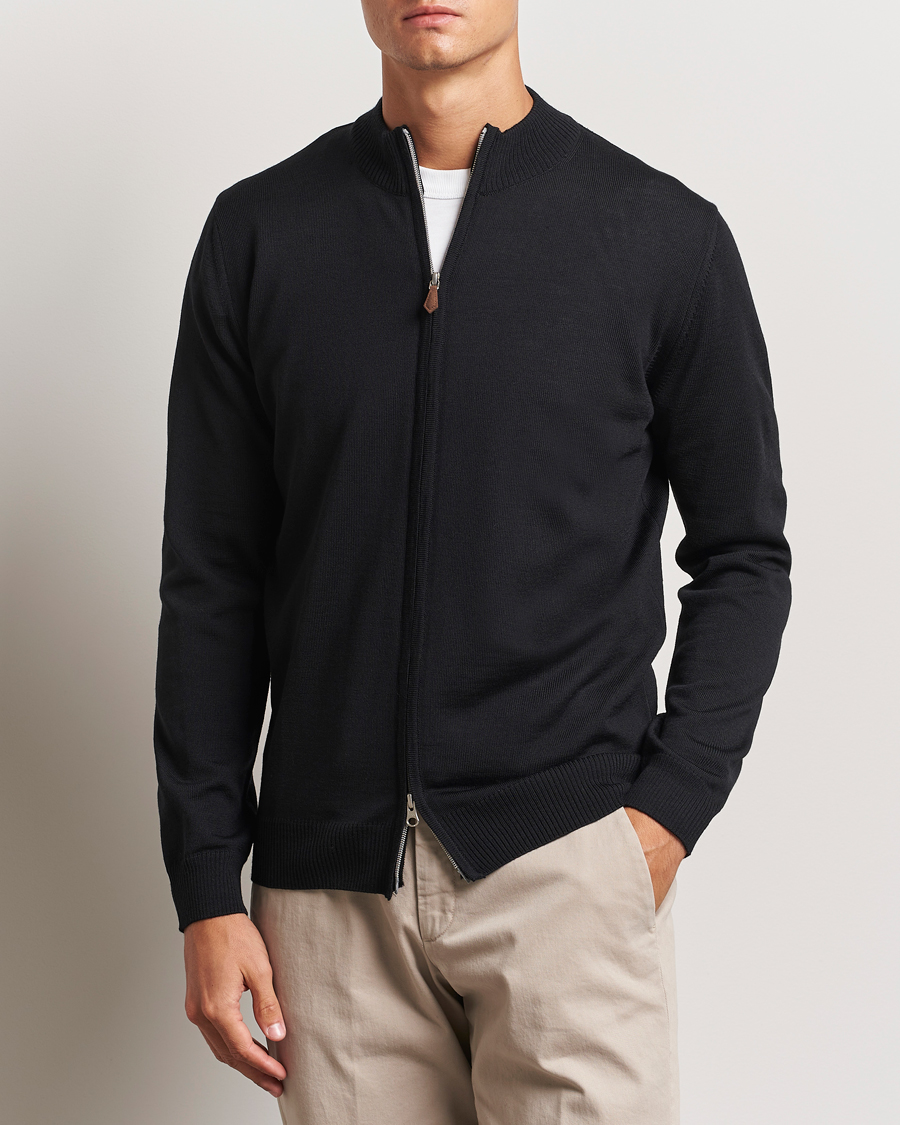 Herre | Gensere | Stenströms | Merino Full Zip Black