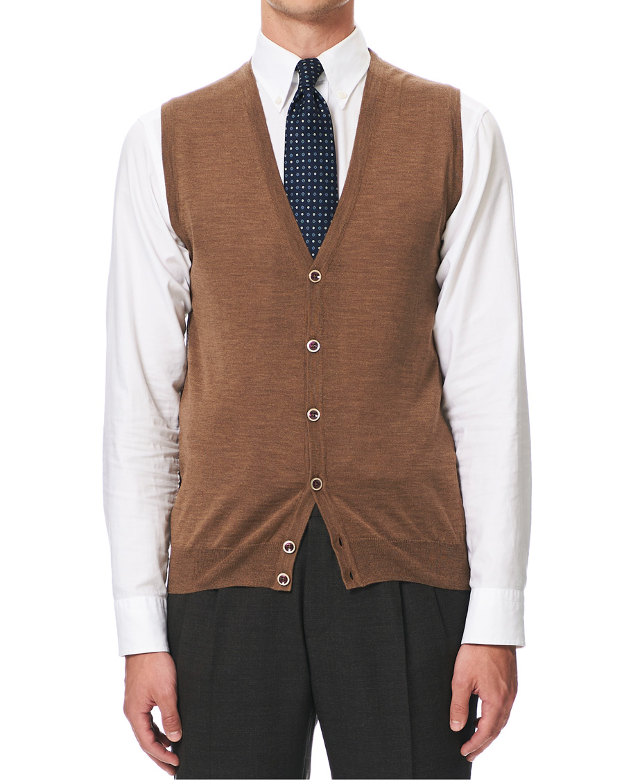 Herre | Gensere | Stenströms | Merino Slipover Camel