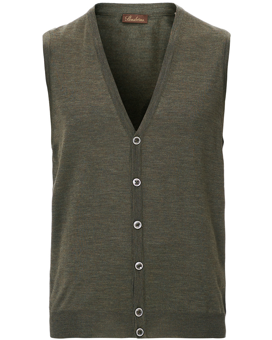 Herre | Gensere | Stenströms | Merino Slipover Green