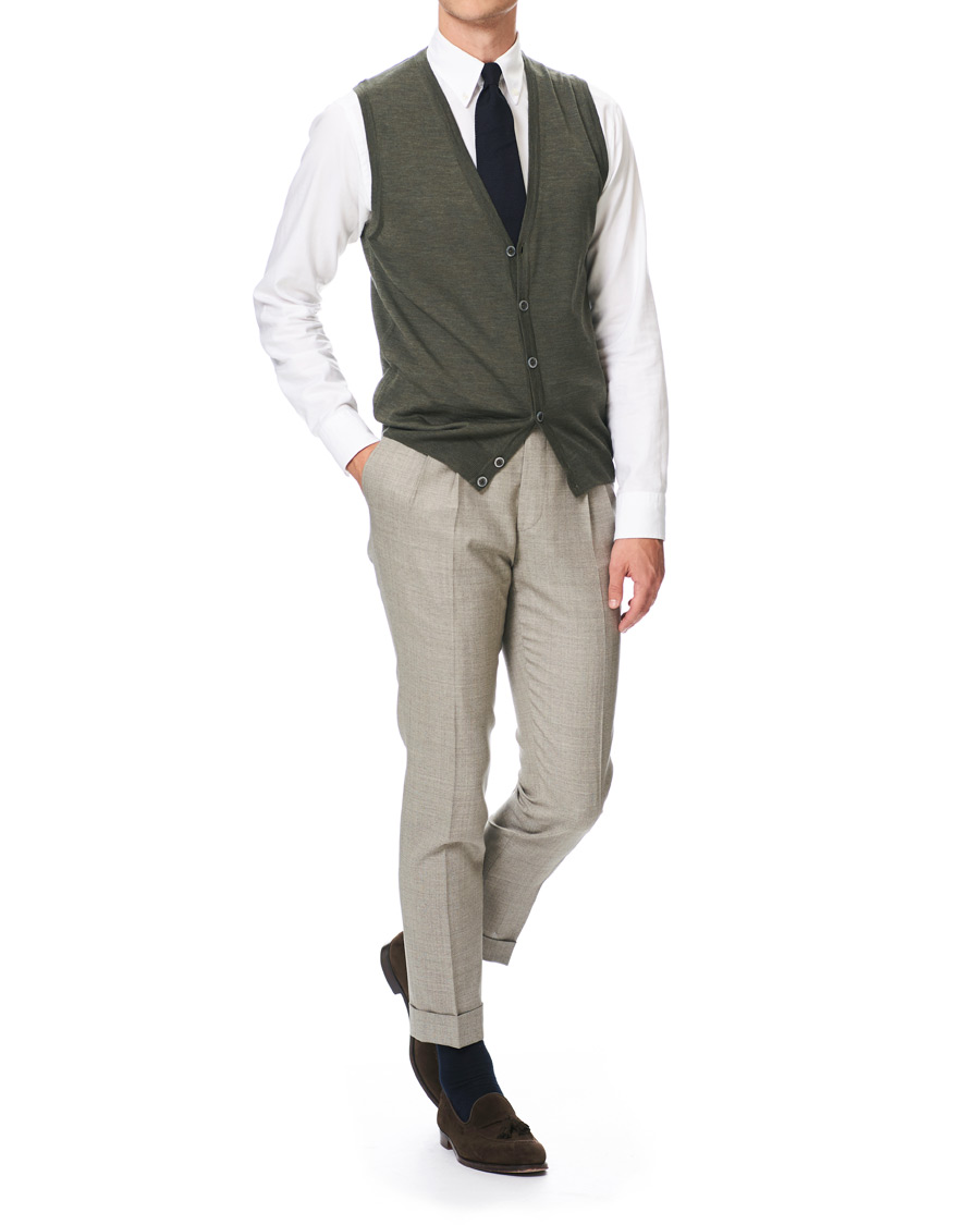 Herre | Gensere | Stenströms | Merino Slipover Green