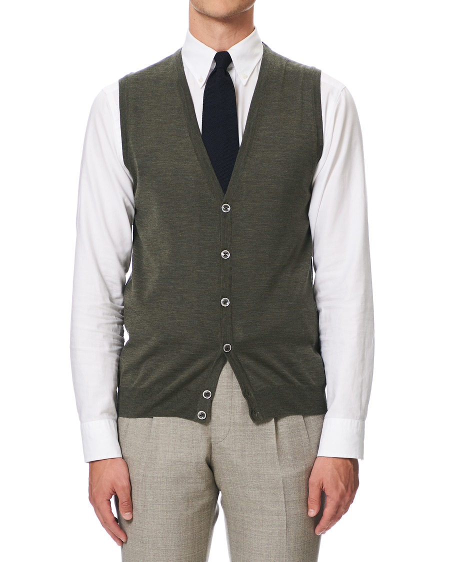 Herre | Gensere | Stenströms | Merino Slipover Green