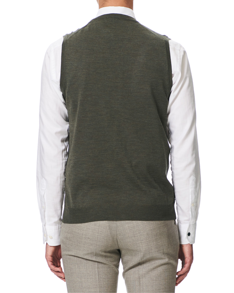 Herre | Gensere | Stenströms | Merino Slipover Green