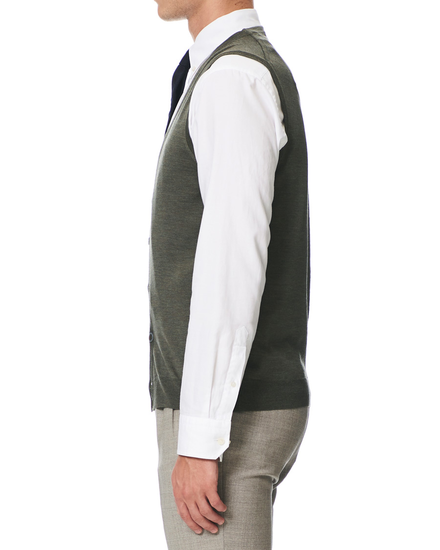 Herre | Gensere | Stenströms | Merino Slipover Green