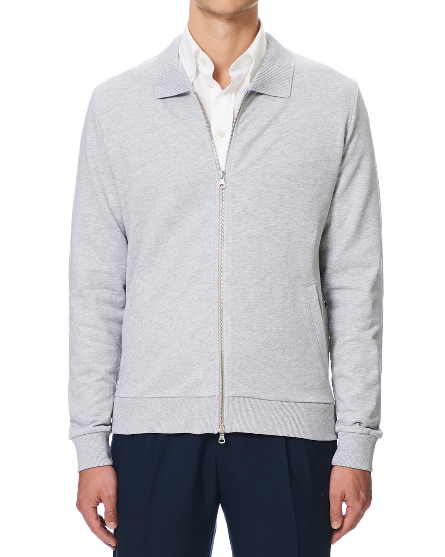 Herre | | Stenströms | Cotton College Zip Cardigan Grey