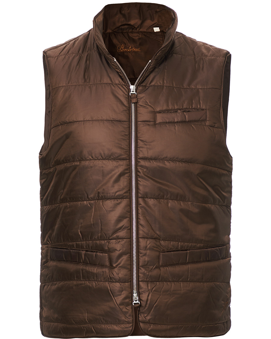 Herre | Jakker | Stenströms | Quilted Houndstooth Vest Brown