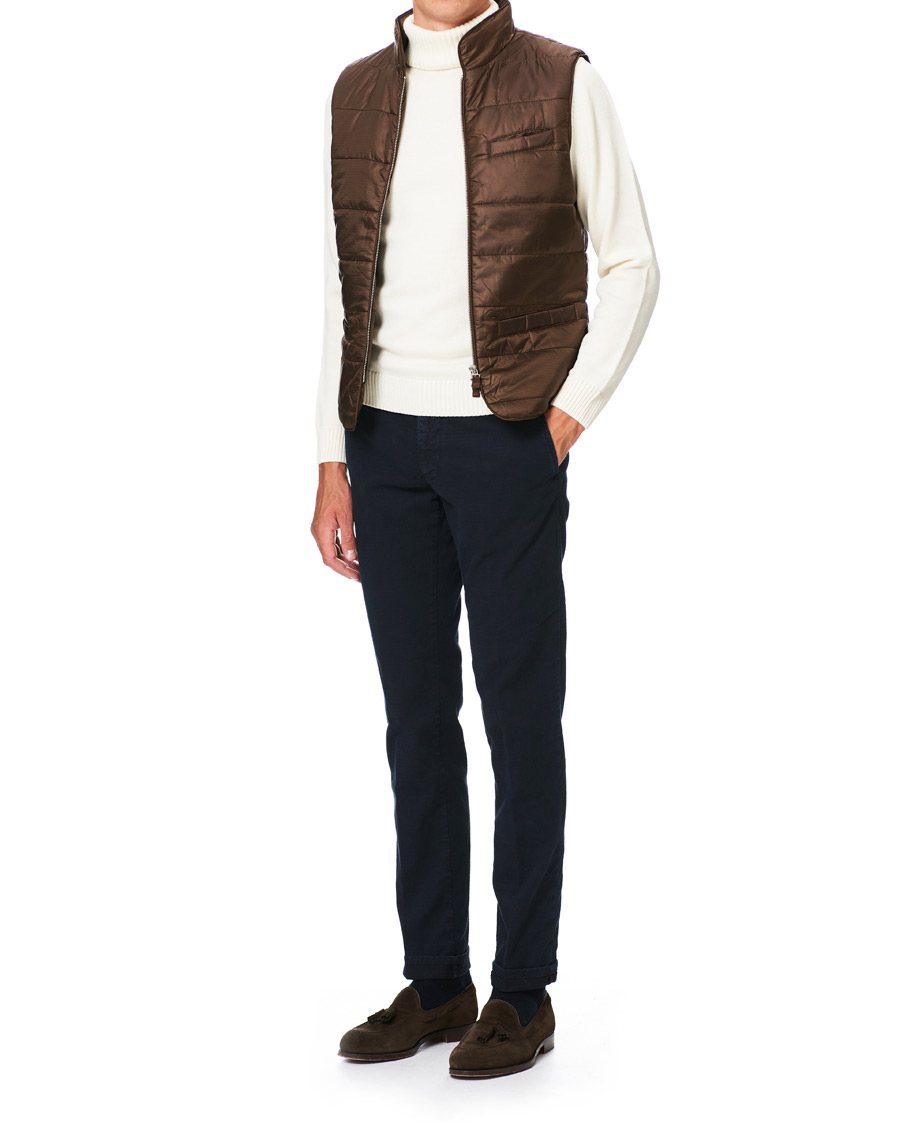 Herre | Jakker | Stenströms | Quilted Houndstooth Vest Brown
